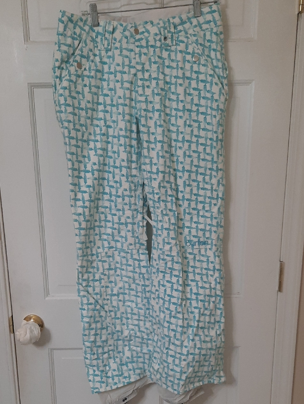 Burton Teal & White Geometric Snow Pants